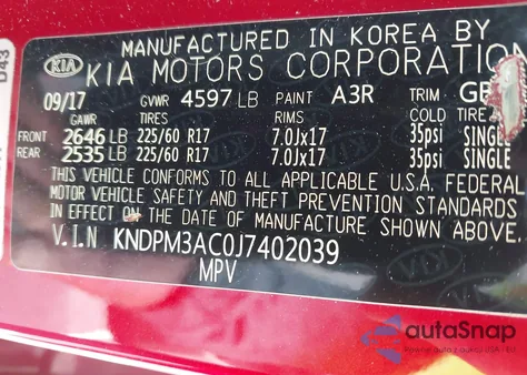 2018 Kia Sportage Lx z USA, uszkodzony, nr VIN KNDPM3AC0J7402039